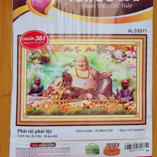 Tranh thêu chữ thập PHẬT DI LẠC chưa thêu 90x60cm 53571