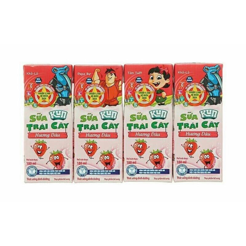 Sữa Kun trái cây lốc 4 hộp 180ml