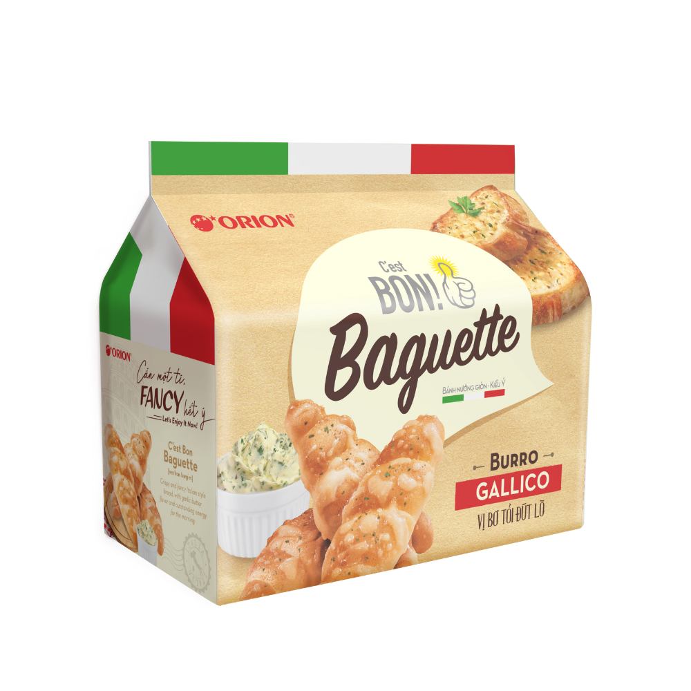 Combo 5 gói Bánh Nướng Giòn C'est Bon Orion  Baguette Vị Bơ Tỏi Đút Lò