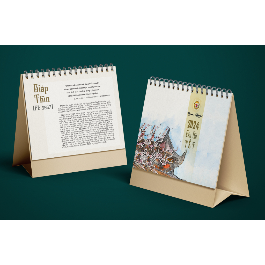 LỊCH : Bộ Lịch Thư Pháp Làng Mai: CÂU ĐỐI TẾT -Lịch Bàn+ Lịch Treo Tường - NXB Công Thương - Thaihabooks
