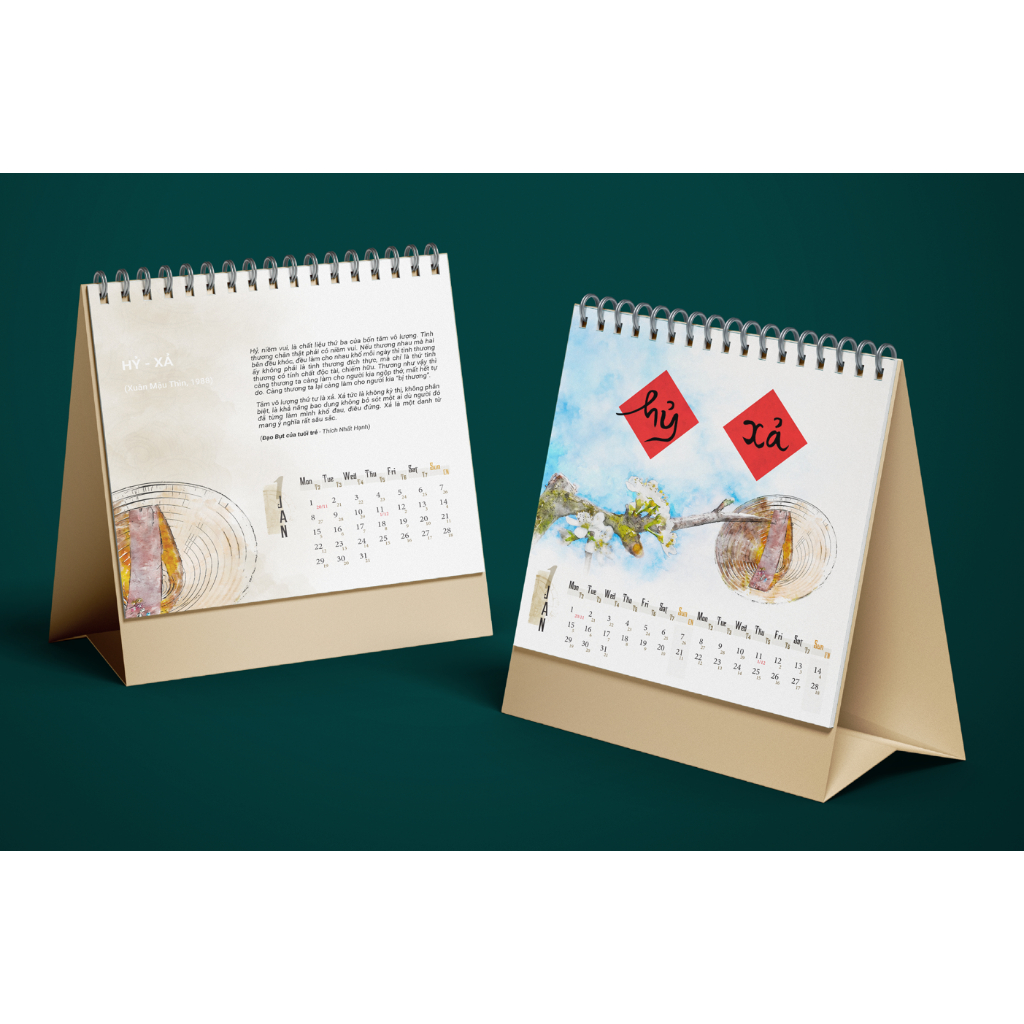 LỊCH : Bộ Lịch Thư Pháp Làng Mai: CÂU ĐỐI TẾT -Lịch Bàn+ Lịch Treo Tường - NXB Công Thương - Thaihabooks