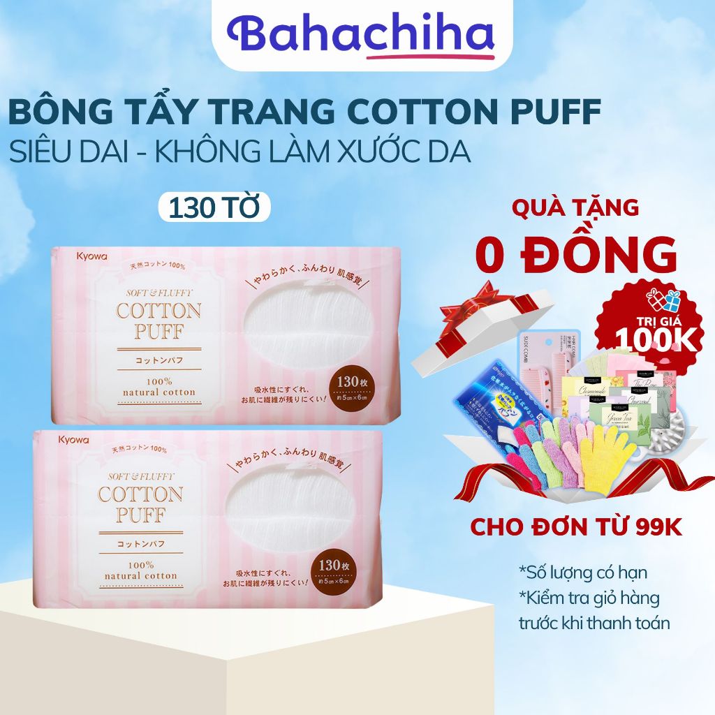 Bông tẩy trang Cotton Puff 130 miếng S Select nội địa Nhật Bản an toàn cho da - Bahachiha