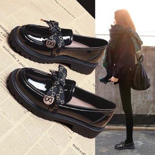 Giày búp bê lolita buộc nơ chữ dd và nơ nâu