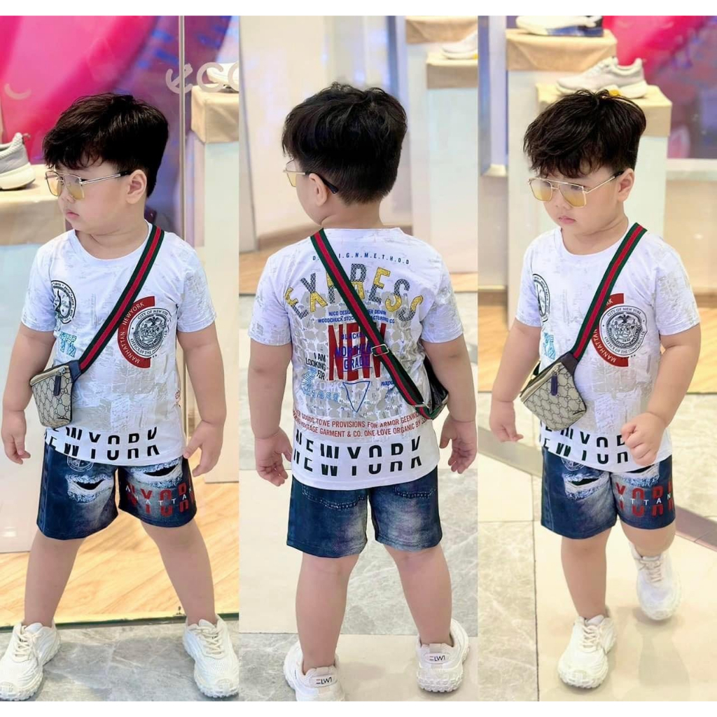 Set bộ thun giả jean chất liệu thun mịn, mát, phong cách siêu hot, siêu chất cho bé