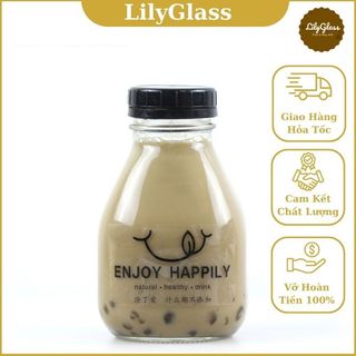 Combo 5 bình thủy tinh 300ml - 500ml dáng lùn đựng đồ uống, nước ép, sinh tố...