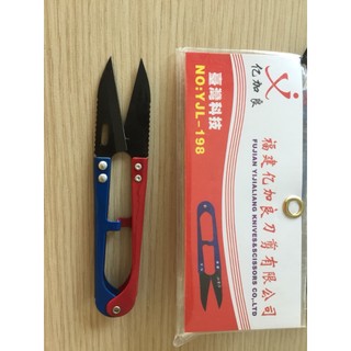 Kéo bấm răng cưa mã 198 2 màu xanh đỏ, bấm chỉ ngành may