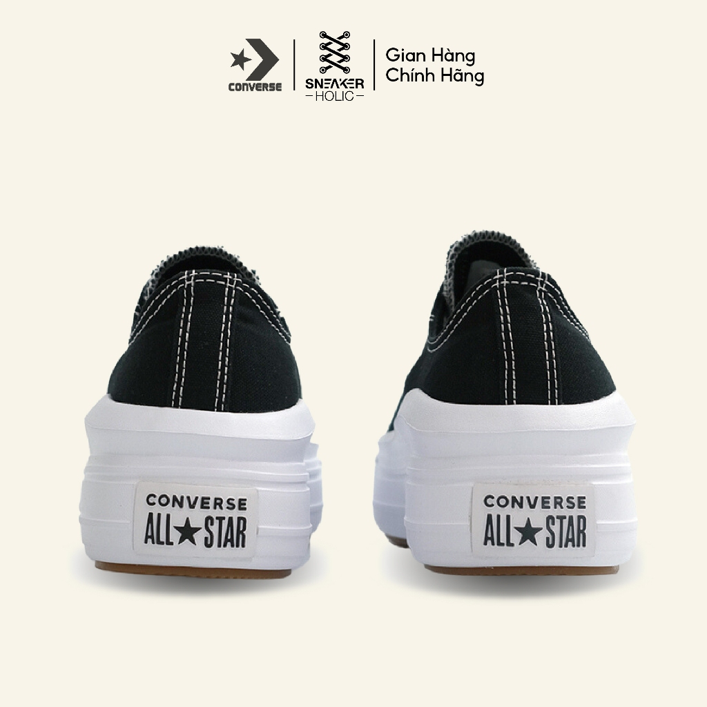 Giày Sneaker Nam Nữ CONVERSE Chuck Taylor All Star Move Low Black - 570256C - Cổ Thấp Đen, Thời Trang Unisex, Chính Hãng