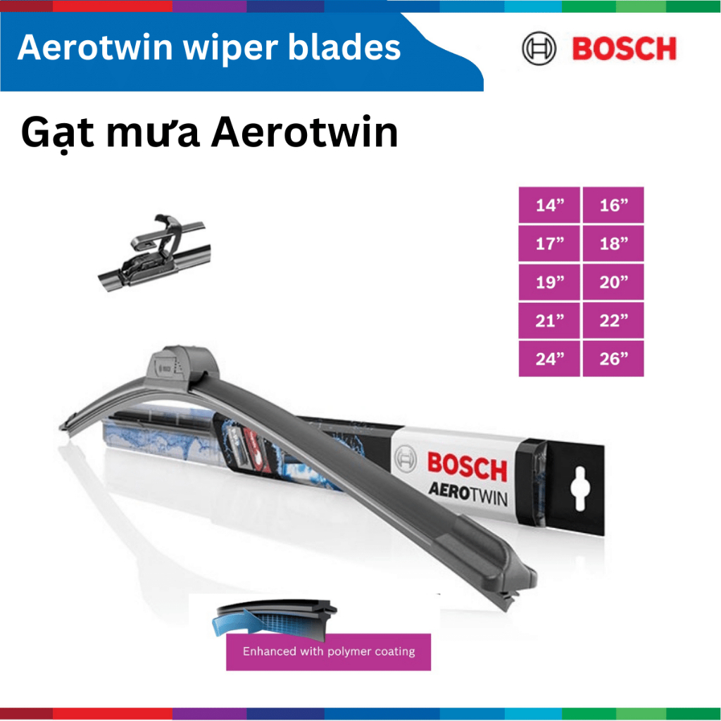 [Sỉ - Lẻ] Gạt mưa xe ô tô, Bosch AeroTwin, size 14" - 28", phụ tùng ô tô, phụ kiện ô tô