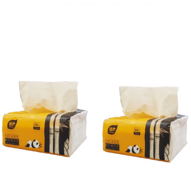 Combo 2 gói giấy ăn gấu trúc Panda gói 300 tờ siêu dai hàng đẹp hai cây tre