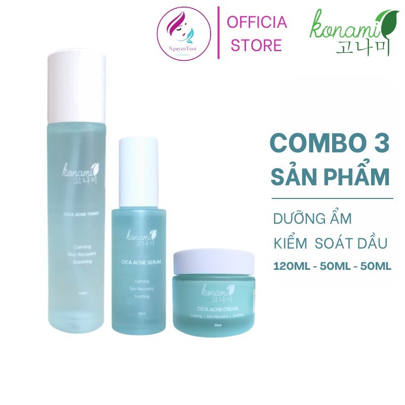 Combo sản phẩm chăm sóc da Serum , nước hoa hồng , kem dưỡng da Konami cica hàn quốc