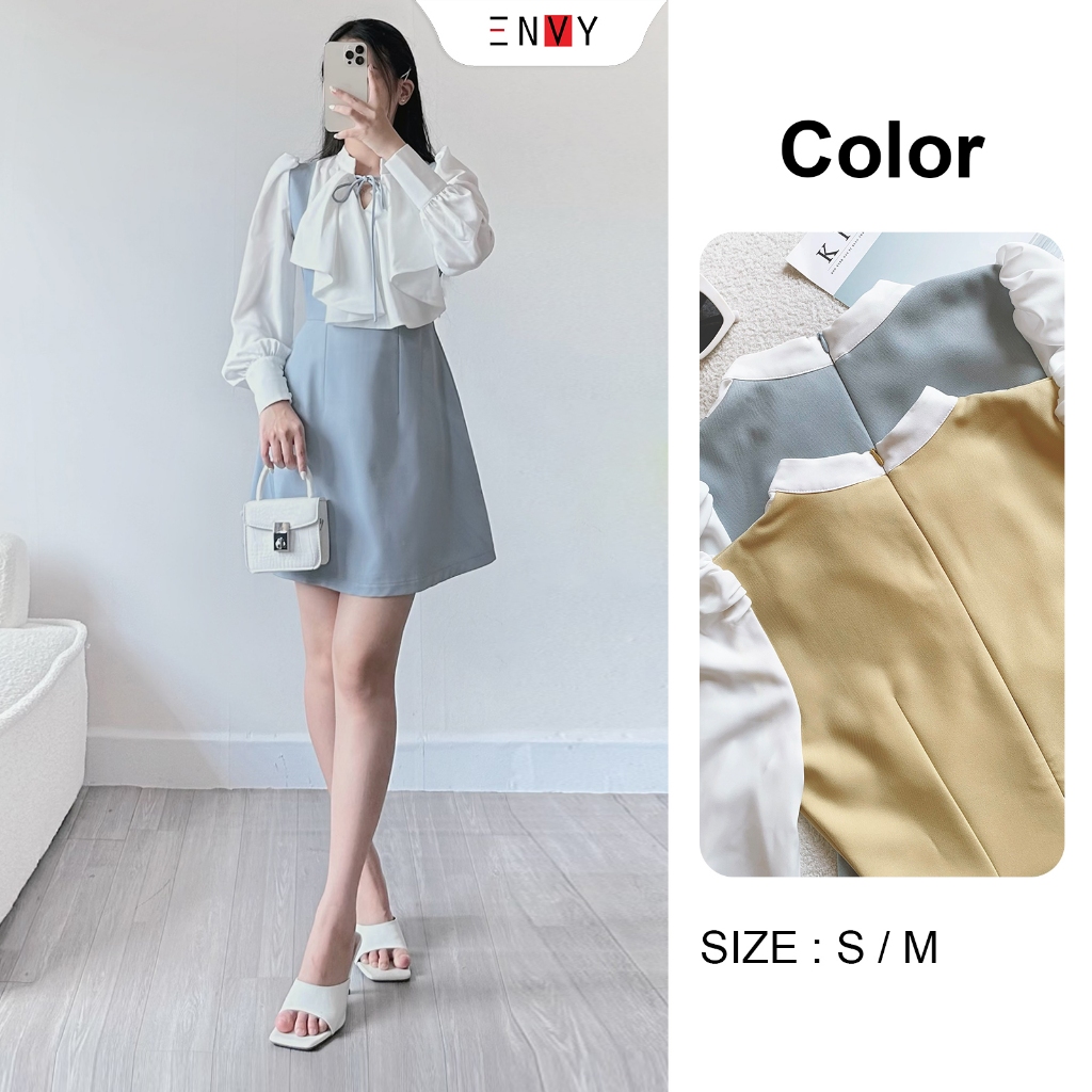 Đầm tiểu thư tay dài phối bèo nữ tính ENVY D276