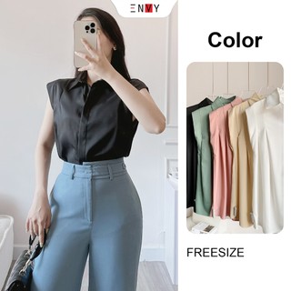 Áo sơ mi nữ tay con khuy giấu nút envy s229