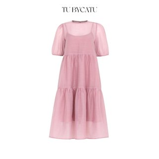 TUBYCATU | Đầm organza hồng/ tím 2 tầng