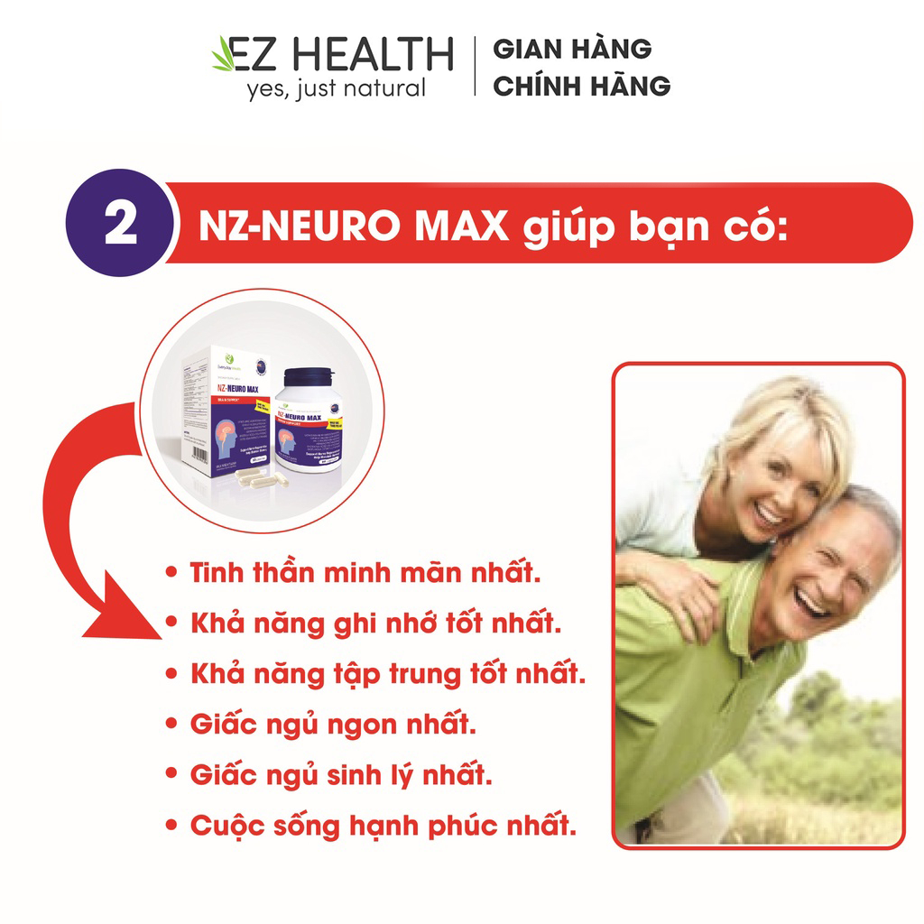 Viên uống bổ não Everyday Health NZ - NEURO MAX tăng cường tuần hoàn não cải thiện trí lực và thị lực hộp 60 viên