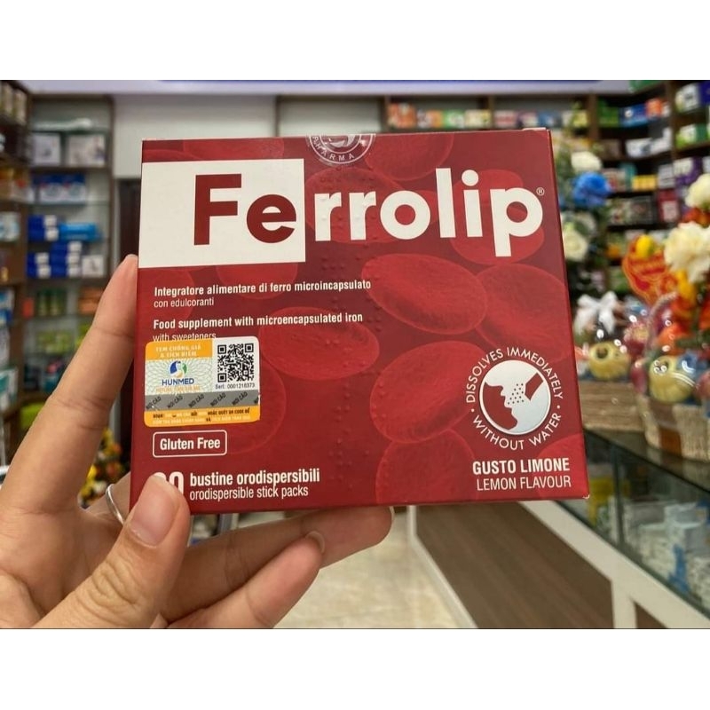 Sắt sinh học Ferrolip hộp 20 gói bổ sung sắt cho mẹ bầu,mẹ sau sinh và cho con bú, dễ uống, dễ hấp thu