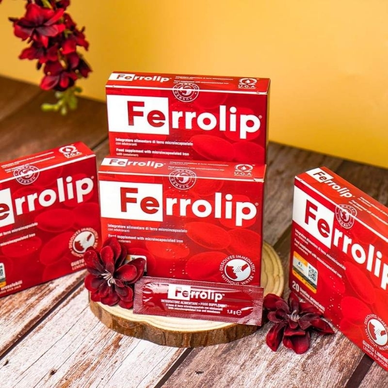 Sắt sinh học Ferrolip hộp 20 gói bổ sung sắt cho mẹ bầu,mẹ sau sinh và cho con bú, dễ uống, dễ hấp thu