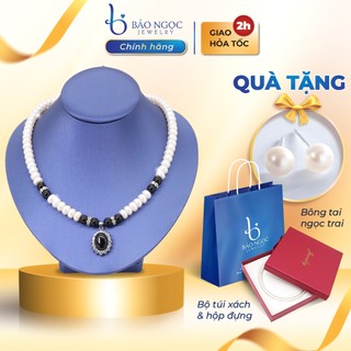 Chuỗi ngọc trai mặt đá mã não đen - db2110 - bảo ngọc jewelry