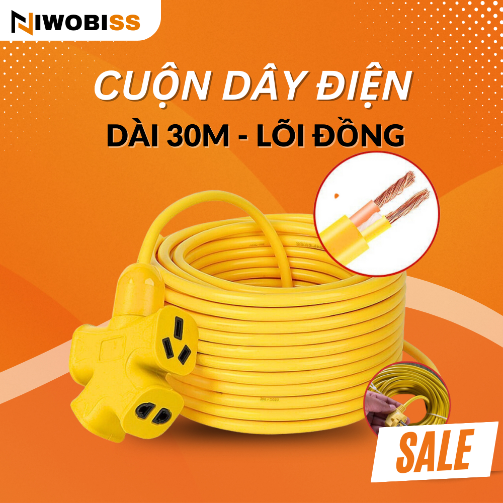 Cuộn Dây Điện Kèm Ổ Cắm, Phích Cắm Đúc Chịu Lực Cao Đa Năng Tiện Lợi Dài 30m