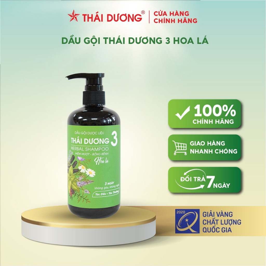 Combo Dầu gội Thái Dương 3 hoa lá 500ml & Dầu xả/ Dầu gội Thái Dương 3 lá 200ml tặng 1 Dầu gội Thái Dương 7 plus 100ml