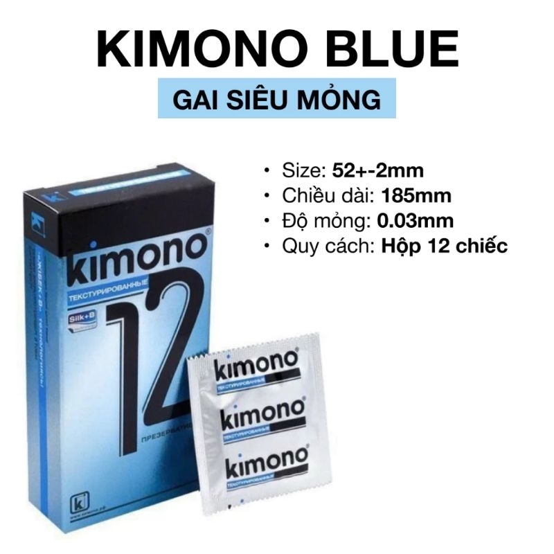 Bao cao su Kimono siêu mỏng 0.03 không mùi,gân gai,kéo dài thời gian chứa vitamin B cấp ẩm bôi trơn hộp 12 bcs