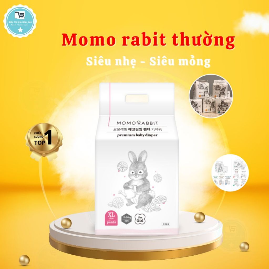 Bỉm Momo Rabit Thường Hàn Quốc, Bỉm Momo Rabbit Đủ Size Cao Cấp Không Gây Hăm Da Bí Da