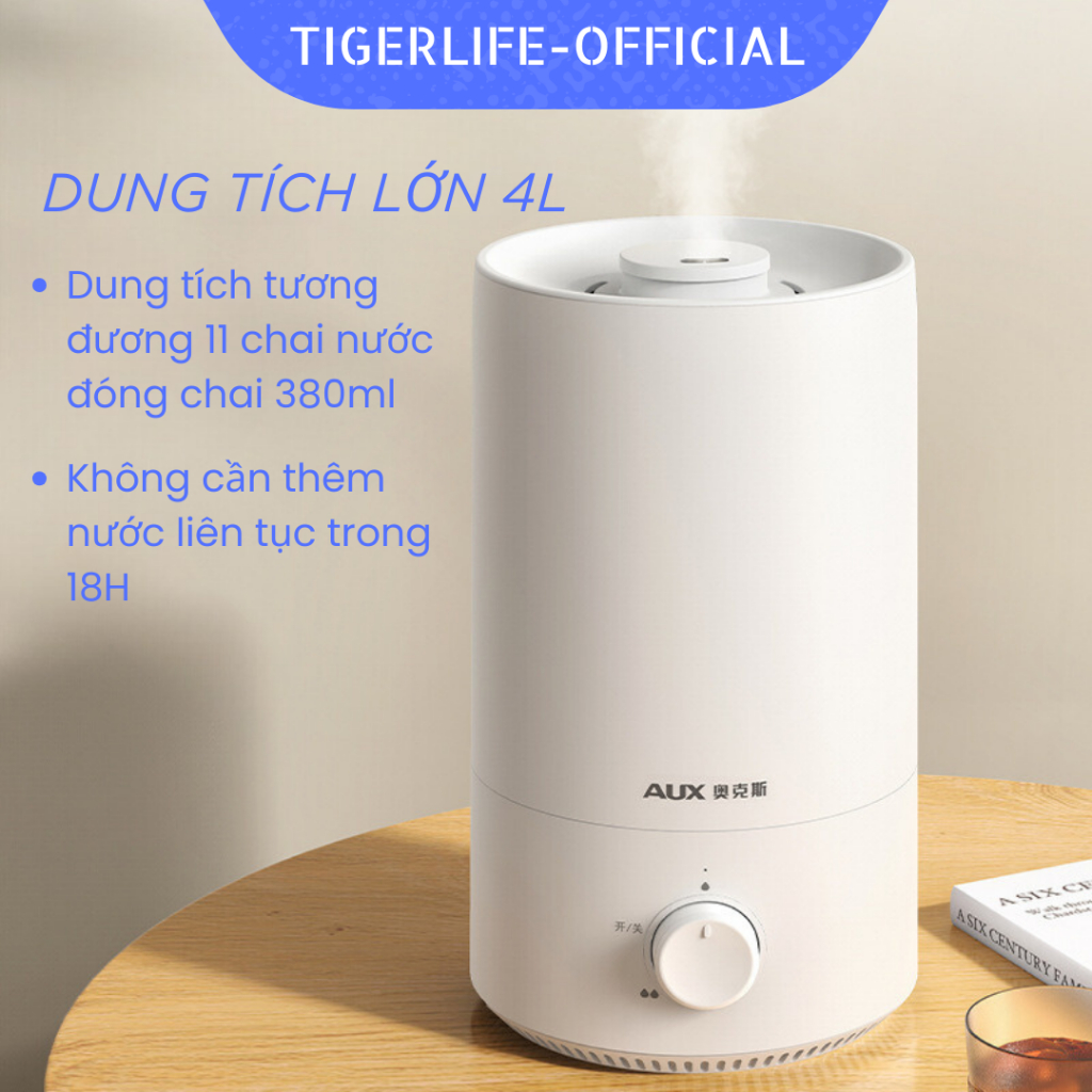 Máy phun sương tạo ẩm Tigerlife  AUX4.5L công xuất lớn 3/1L tạo ẩm nhanh
