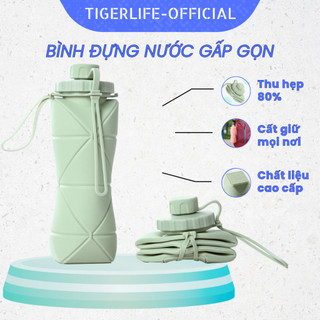  Bình nước cao cấp Gấp Gọn Tigerlife chất liệu cao cấp siêu gọn nhỏ tiếp kiệm không gian an toàn sức khỏe 