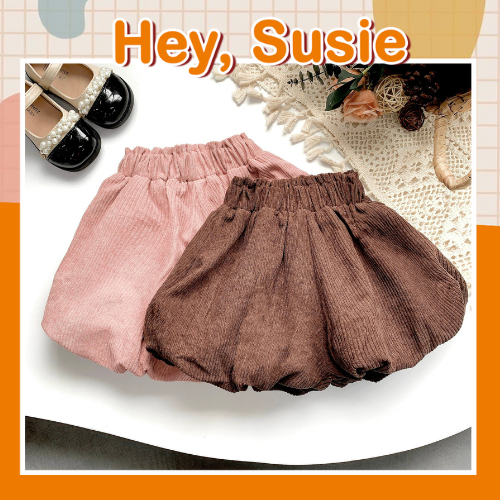 Quần Sooc Dáng Quả Bí Chất Liệu Nhung Tăm Cho Bé Gái Từ 9-20kg Hey Susie Q764