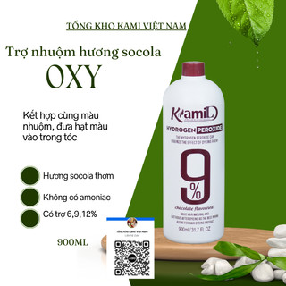 Trợ nhuộm siêu dưỡng mùi socola Kami, chống xót, chốn rát da đầu, chai to 1000ml