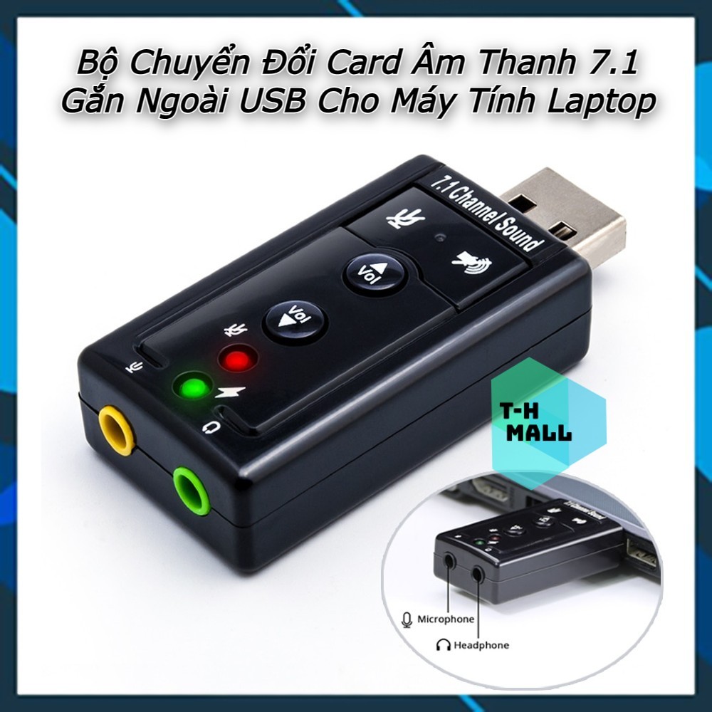 Bộ Chuyển Đổi Tai Nghe Âm Thanh USB Sang 3.5mm Card Âm Thanh Ngoài 7.1 CH Cho Mic Tai Nghe Laptop