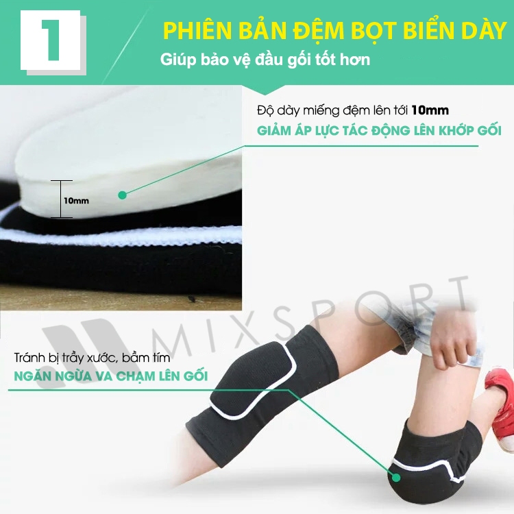 Băng Bảo Vệ Đầu Gối MixSport Có Miếng Đệm Đầu Gối Dày Giúp Hạn Chế Chấn Thương Lên Khớp Gối DBG06