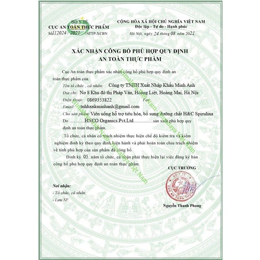 Viên tảo xoắn hỗ trợ tiêu hóa, bổ sung dưỡng chất H&C Spirulina