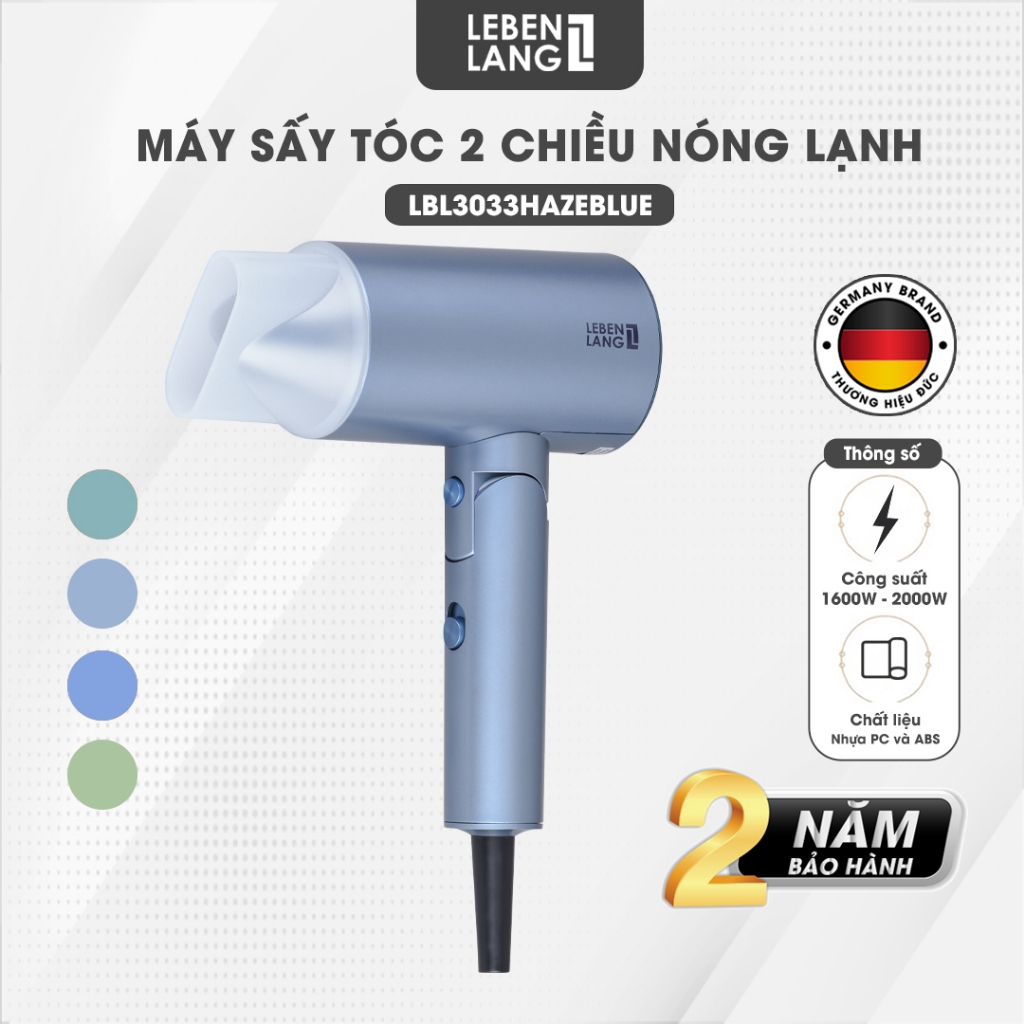 Máy sấy tóc 2 chiều nóng lạnh LEBENLANG LBL3033, 2000W, chống xơ rối bằng công nghệ ion, bảo hành 2 năm - chính hãng