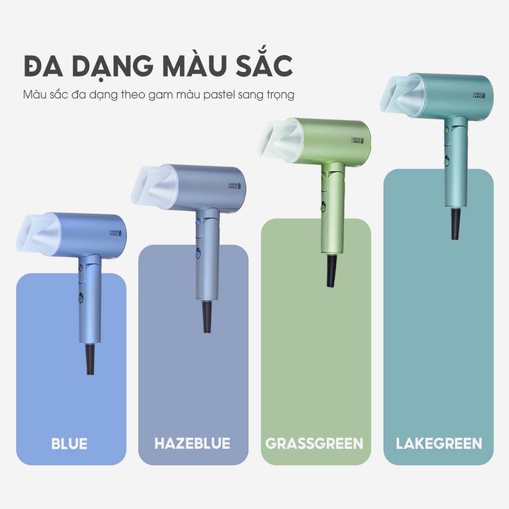 Máy sấy tóc 2 chiều nóng lạnh LEBENLANG LBL3033, 2000W, chống xơ rối bằng công nghệ ion, bảo hành 2 năm - chính hãng