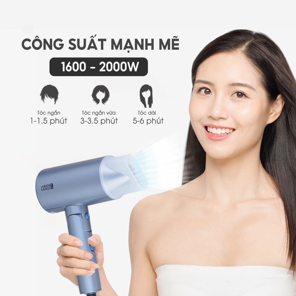 Máy sấy tóc 2 chiều nóng lạnh LEBENLANG LBL3033, 2000W, chống xơ rối bằng công nghệ ion, bảo hành 2 năm - chính hãng