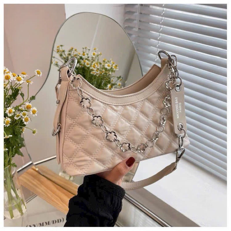 Túi xách nữ thời trang, túi xách kẹp nách nữ đeo chéo đeo vai phối xích trần trám