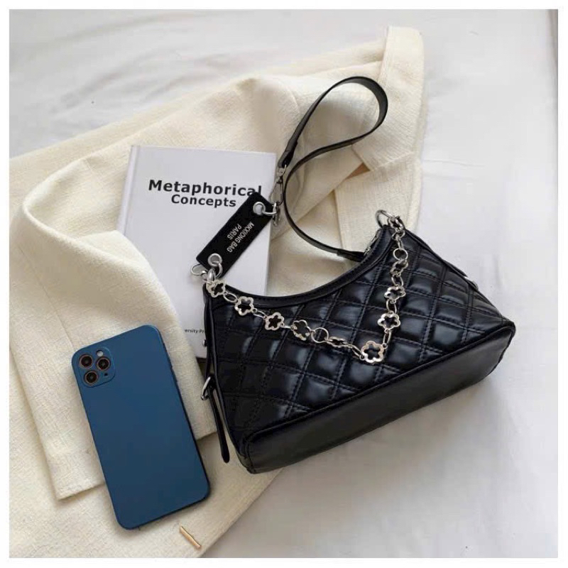 Túi xách nữ thời trang, túi xách kẹp nách nữ đeo chéo đeo vai phối xích trần trám