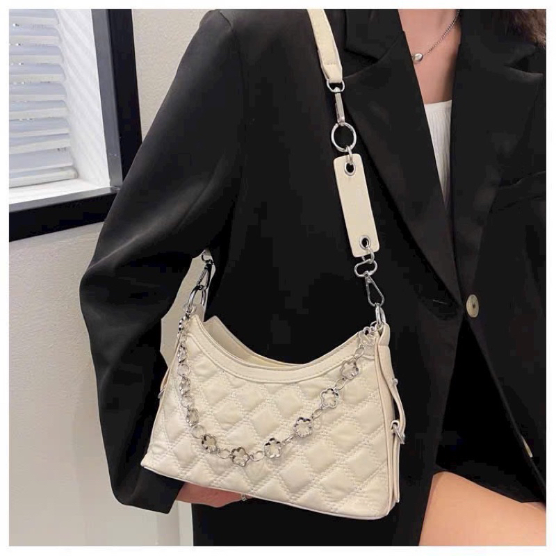 Túi xách nữ thời trang, túi xách kẹp nách nữ đeo chéo đeo vai phối xích trần trám