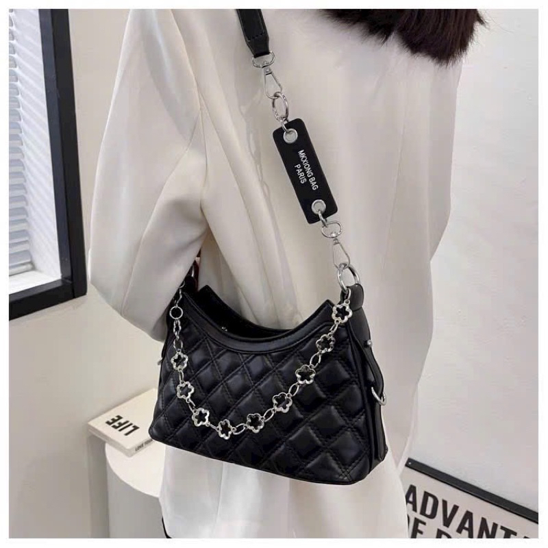 Túi xách nữ thời trang, túi xách kẹp nách nữ đeo chéo đeo vai phối xích trần trám