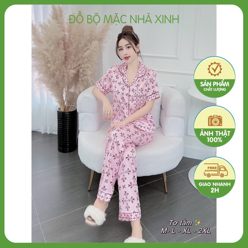 Bộ Pijama bigsize Lụa cao cấp Tay cộc quần dài size 2XL 75kg