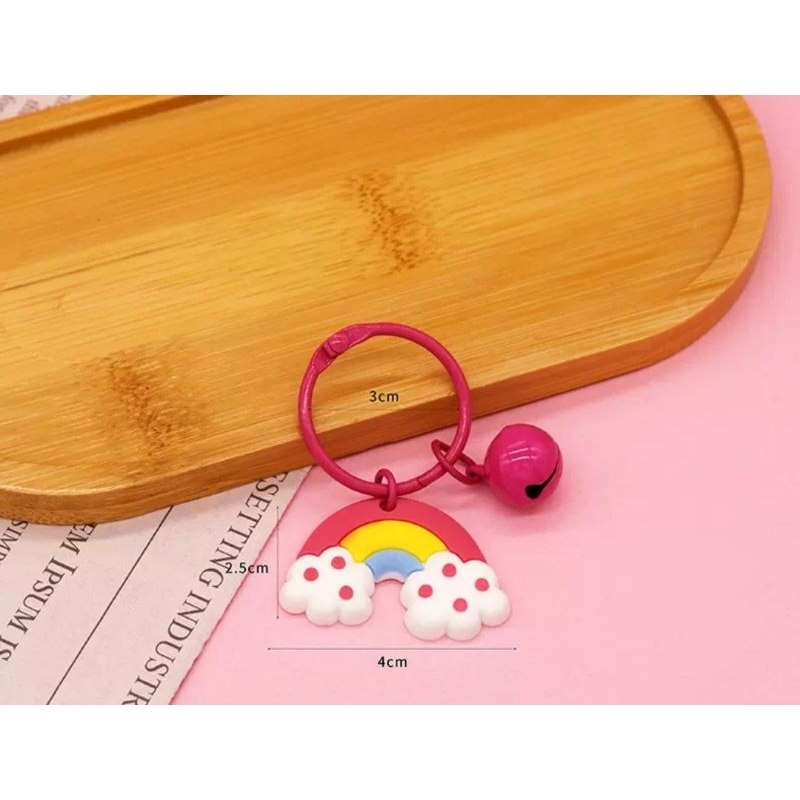 1 Khoen Móc Khóa Hình Con Vật Kèm Chuông Nhiều Màu Sắc