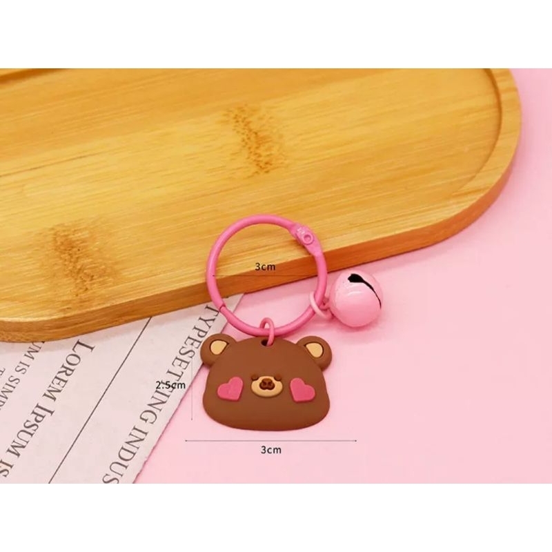 1 Khoen Móc Khóa Hình Con Vật Kèm Chuông Nhiều Màu Sắc