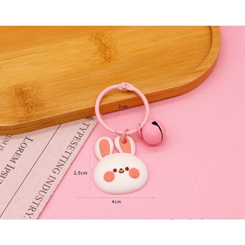 1 Khoen Móc Khóa Hình Con Vật Kèm Chuông Nhiều Màu Sắc