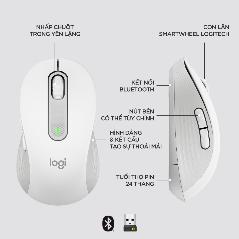 Chuột không dây Logitech M650 / M650L - kết nối bluetooth - Tekzy_official