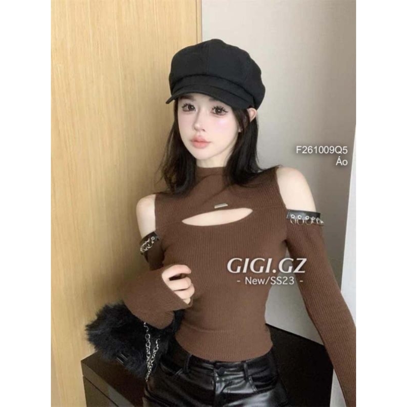 Áo tăm tay dài hở vai khoét ngực cá tính 2610