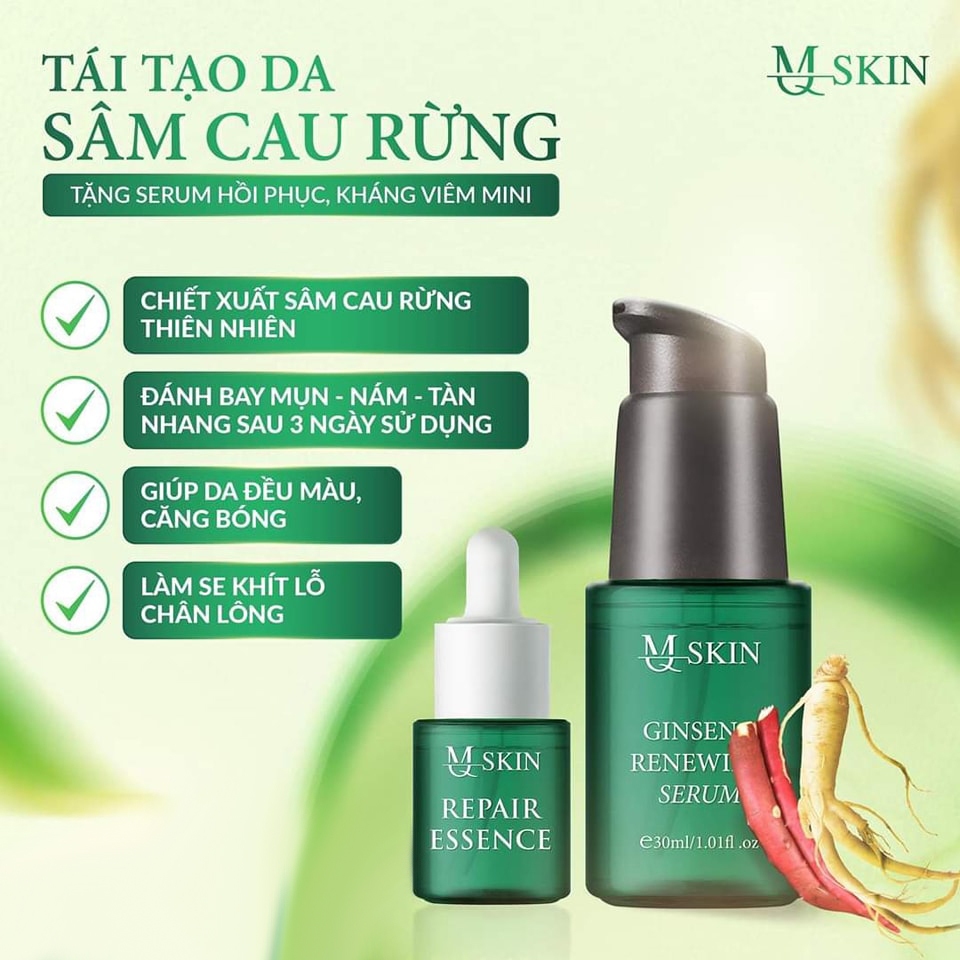 Serum tái tạo sâm cau rừng MQ Skin tặng serum phục hồi mini - Tái tạo da Ginseng Renewing Serum MQSkin
