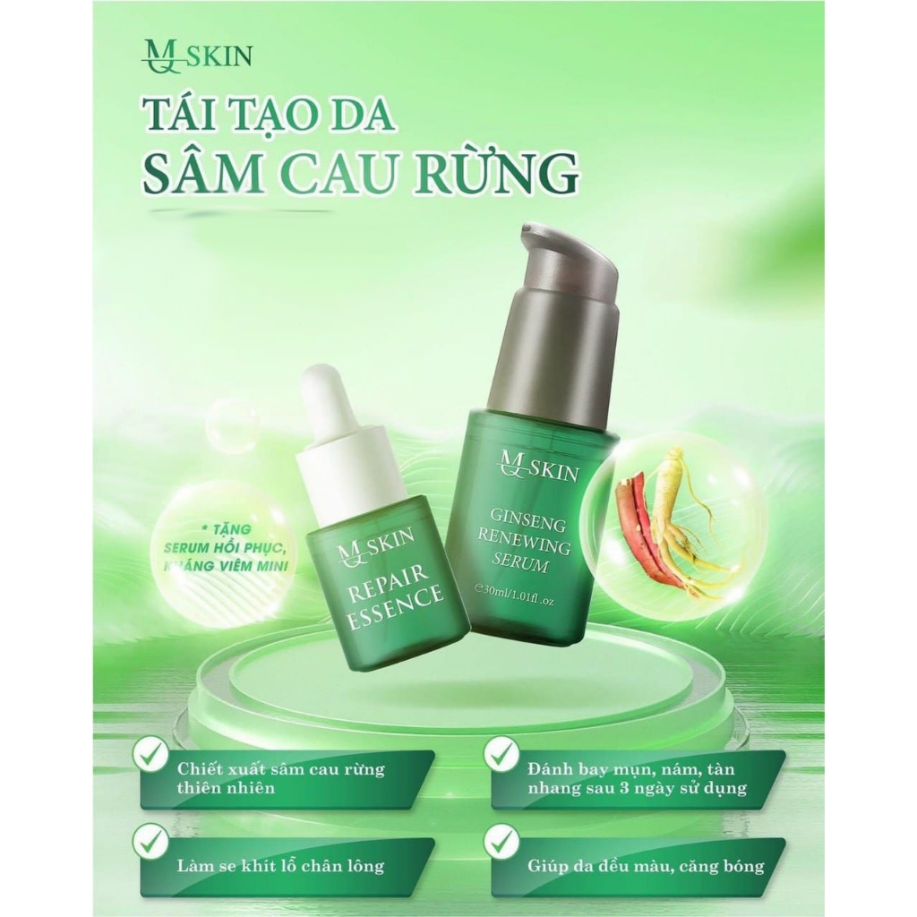 Serum tái tạo sâm cau rừng MQ Skin tặng serum phục hồi mini - Tái tạo da Ginseng Renewing Serum MQSkin