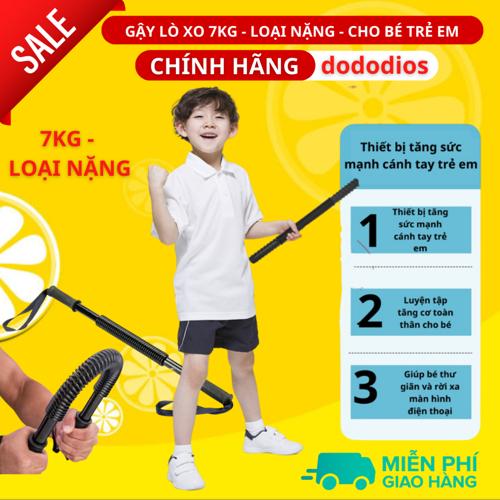 thanh lò xo tập cơ tay 7kg cho bé trẻ em - dụng cụ tập thể dục thể thao gậy lò xo 7kg tại nhà - Chính hãng dododios