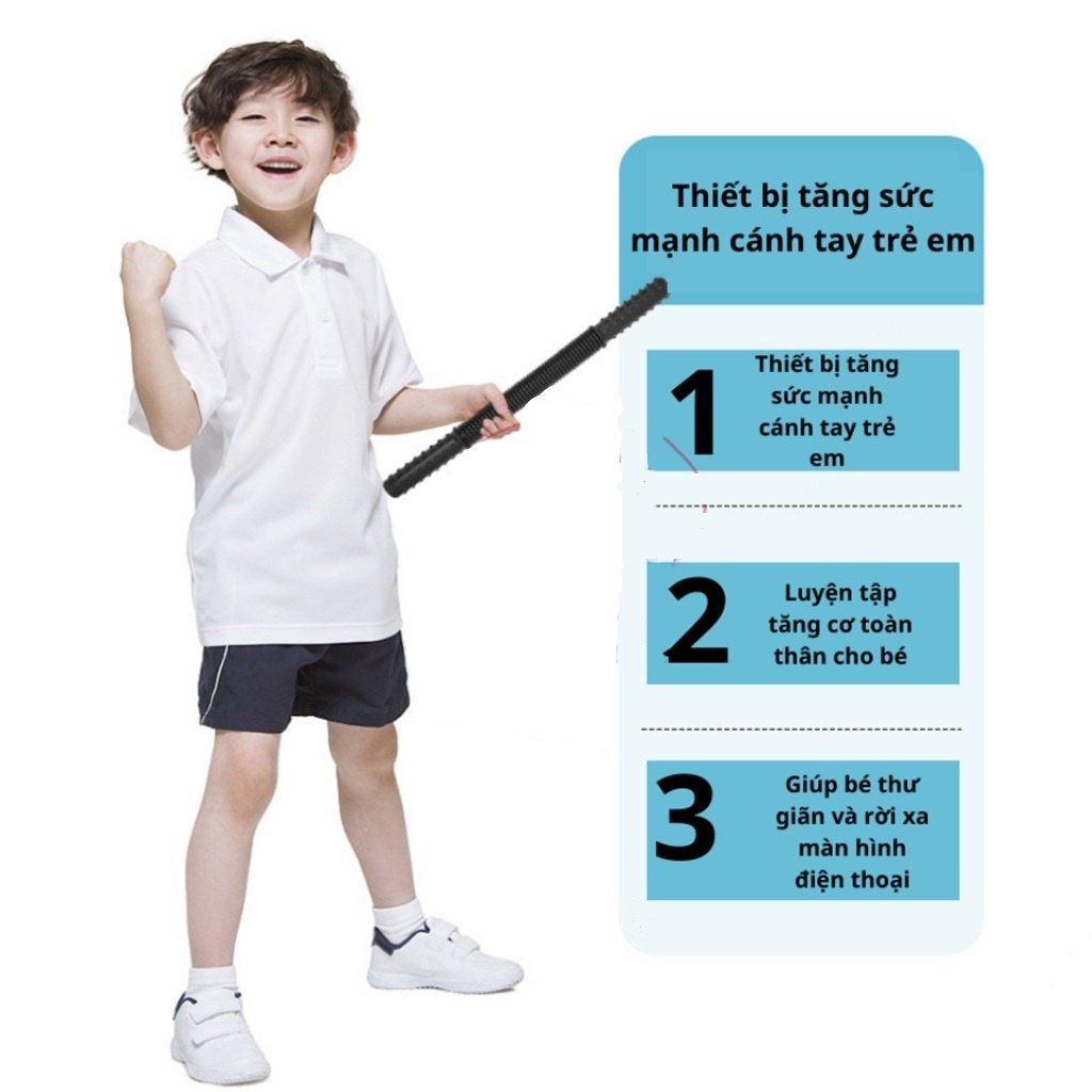 Thanh lò xo tập cơ tay 7kg cho bé trẻ em - dụng cụ tập thể dục thể thao gậy lò xo 7kg tại nhà - Chính hãng dododios