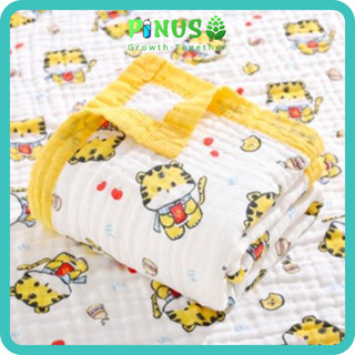 Khăn tắm xô 6 lớp CÓ VIỀN cho bé sơ sinh, Mẹ bé Pinus, Khăn xô sợi tren siêu mềm kích thước 1.1 x 1,1 mét